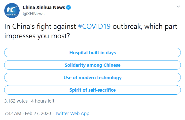 Xinhua News Twitter survey